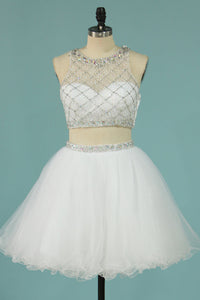 2022 Hot Selling Homecoming Dresses Scoop A-Line Beaded Bodice Tulle Short/Mini