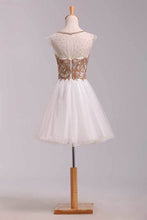 Load image into Gallery viewer, 2022 Lovely Homecoming Dresses A Line White Scoop Short/Mini Tulle