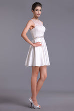 Load image into Gallery viewer, 2022 Homecoming Dresses Scoop A Line Satin&amp;Lace