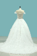 Load image into Gallery viewer, 2024 Wedding Dresses Off The Shoulder A Line Tulle With Applique