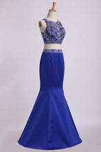 Load image into Gallery viewer, 2022 Two Pieces Mermaid Scoop Prom Dresses With Beading