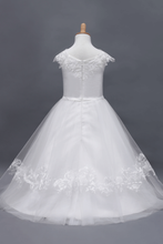 Load image into Gallery viewer, 2024 Scoop Flower Girl Dresses A Line Tea Length Tulle