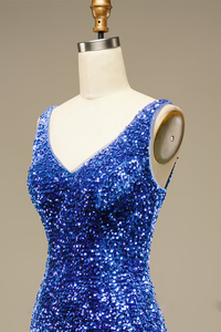 Glitter Blue Sequins Homecoming Dresses Journey Short Prom Dress Party Dress