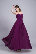 Load image into Gallery viewer, Affordable Bridesmaid Dresses/Prom Dresses A-Line Sweetheart Floor-Length Chiffon Grape