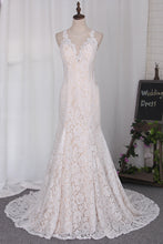 Load image into Gallery viewer, 2022 New Arrival Wedding Dresses Mermaid Scoop Lace With Applique Court Train