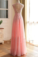 Load image into Gallery viewer, 2022 A Line Scoop With Applique Prom Dresses Chiffon Floor Length
