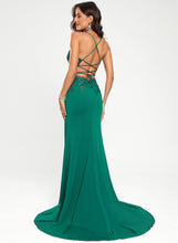 Load image into Gallery viewer, Robin Jersey Prom Dresses Sequins Sweep Train V-neck With Trumpet/Mermaid