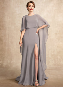 Dress Mother of the Bride Dresses of Neck Split Bride Chiffon the Sweep Train Mother Sheath/Column With Front Scoop Lorelai
