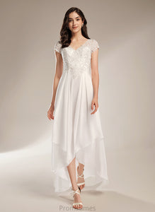 Chiffon Dress Asymmetrical Lace A-Line Roselyn Wedding Dresses Wedding V-neck