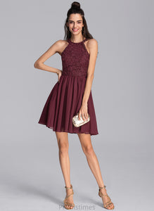 With Chiffon Mylee Homecoming A-Line Lace Short/Mini Neck Homecoming Dresses Scoop Dress