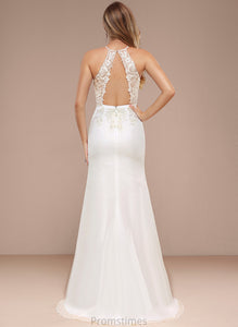 Sequins Train Sweep Chiffon Wedding Dresses With Dress Daniela Trumpet/Mermaid Wedding Lace Halter
