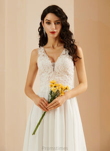 A-Line Lexi Wedding Dresses Chiffon Knee-Length With Dress V-neck Lace Sequins Wedding