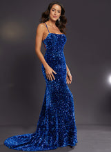 Load image into Gallery viewer, Square Sequined Floor-Length Brylee Prom Dresses Trumpet/Mermaid