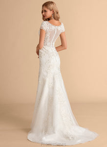 Train Court Tulle Trumpet/Mermaid Wedding Dresses Sequins Isabela With Lace Beading Wedding Dress V-neck