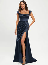 Load image into Gallery viewer, Satin Trumpet/Mermaid Sweetheart Sweep Off-the-Shoulder Prom Dresses Linda Train