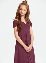 Load image into Gallery viewer, Elianna Ruffle Floor-Length With Chiffon Off-the-Shoulder Junior Bridesmaid Dresses A-Line