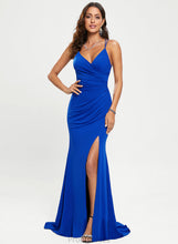 Load image into Gallery viewer, Cora Train Trumpet/Mermaid V-neck Prom Dresses Sweep Jersey