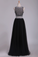2024 Two Pieces Prom Dress Bateau A Line Tulle With Beading Floor Length