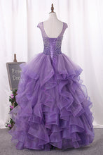 Load image into Gallery viewer, 2024 Tulle Quinceanera Dresses Ball Gown Scoop Beaded Bodice Floor Length