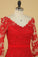 2024 Red V Neck 3/4 Length Sleeve Mother Of The Bride Dresses Chiffon With Applique
