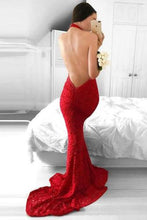 Load image into Gallery viewer, 2024 Sexy Lace New Arrival High Neck Prom Dresses Mermaid Zipper Up