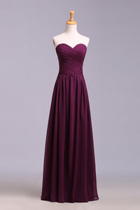 Affordable Bridesmaid Dresses/Prom Dresses A-Line Sweetheart Floor-Length Chiffon Grape