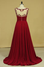 Load image into Gallery viewer, 2024 Plus Size Off The Shoulder A Line Prom Dresses With Beads &amp; Ruffles Chiffon &amp; Tulle