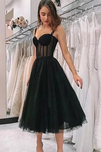 Cute Straps Short Prom Dress Black Fairy Mikayla Homecoming Dresses Vintage Party Dresses