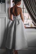 Load image into Gallery viewer, A-Line Tea-Length White Prom Dress With Homecoming Dresses Jada Pockets