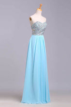 Load image into Gallery viewer, 2024 Prom Dresses A-Line Sweetheart Chiffon Floor Length With Beading/Sequins