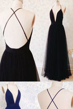 Load image into Gallery viewer, 2024 New Arrival V Neck Tulle With A-Line Prom Dresses Zipper Up