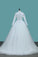 2022 A Line Tulle Long Sleeves High Neck Wedding Dresses With Applique Sweep Train