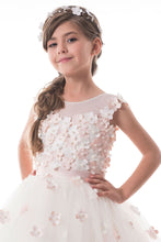 Load image into Gallery viewer, 2024 A Line Flower Girl Dresses Scoop Tulle With Handmade Flowers Lace Up