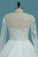 2022 A Line Scoop Long Sleeves Wedding Dresses Tulle With Applique Chapel Train