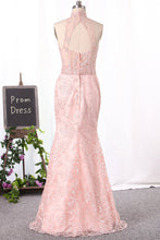 Load image into Gallery viewer, 2024 Gorgeous High Neck Lace Prom Dresses Floor-Length