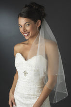 Load image into Gallery viewer, Beaded Two Layers Elbow Length Wedding Veils V054
