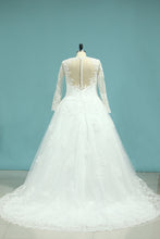 Load image into Gallery viewer, 2022 Tulle V Neck Long Sleeves Wedding Dresses A Line With Applique