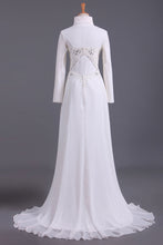 Load image into Gallery viewer, 2024 Musilim Wedding Dresses Empire Waist Sweetheart Chiffon With Beading&amp;Sequince