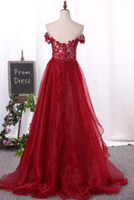 Load image into Gallery viewer, 2024 Off The Shoulder Prom Dresses Organza With Appliques Asymmetrical