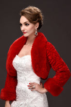Load image into Gallery viewer, Attractive Long Sleeves Red Faux Fur Wedding Wrap