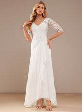 Load image into Gallery viewer, Julissa A-Line Chiffon V-neck With Wedding Dresses Lace Ruffle Asymmetrical Wedding Dress
