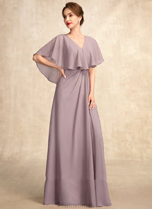 Mother Dress A-Line With the Chiffon Ruffle of Kaiya Floor-Length Bride Mother of the Bride Dresses V-neck