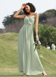 Fabric Length Ruffle Silhouette Embellishment Neckline Floor-Length A-Line V-neck Mya A-Line/Princess Floor Length Bridesmaid Dresses