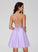 A-Line Homecoming Homecoming Dresses Tulle Henrietta Dress V-neck Lace Beading Short/Mini With