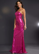 Load image into Gallery viewer, Trumpet/Mermaid Sequined One-Shoulder Train Taniyah Prom Dresses Sweep