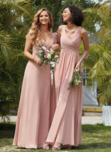 Load image into Gallery viewer, Pleated Length Silhouette A-Line Fabric Floor-Length Neckline Embellishment V-neck Aliana Bridesmaid Dresses