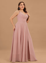 Load image into Gallery viewer, Floor-Length Maureen A-Line V-neck With Pleated Chiffon Prom Dresses