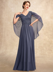 Lace the Bride of Beading Lilith Floor-Length Mother of the Bride Dresses Chiffon Sequins A-Line Dress Mother V-neck With