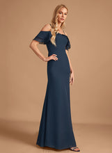 Load image into Gallery viewer, Embellishment Off-the-Shoulder Silhouette Sheath/Column Fabric Floor-Length Neckline Length Beading Ruffle Cindy Spaghetti Staps Bridesmaid Dresses