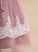 With - Flower A-Line Girl Lillianna Knee-length Sleeveless Back V-neck Satin/Tulle Lace/Flower(s)/Bow(s)/Pleated/V Flower Girl Dresses Dress
